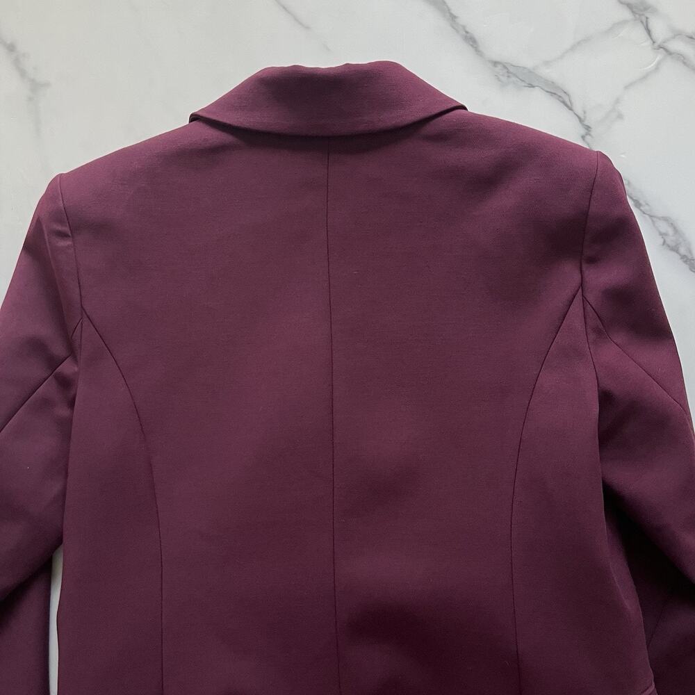 WHBM Studio Blazer Burgundy Size 8 Preppy Chic Double Breasted Jacket - Picture 9 of 12